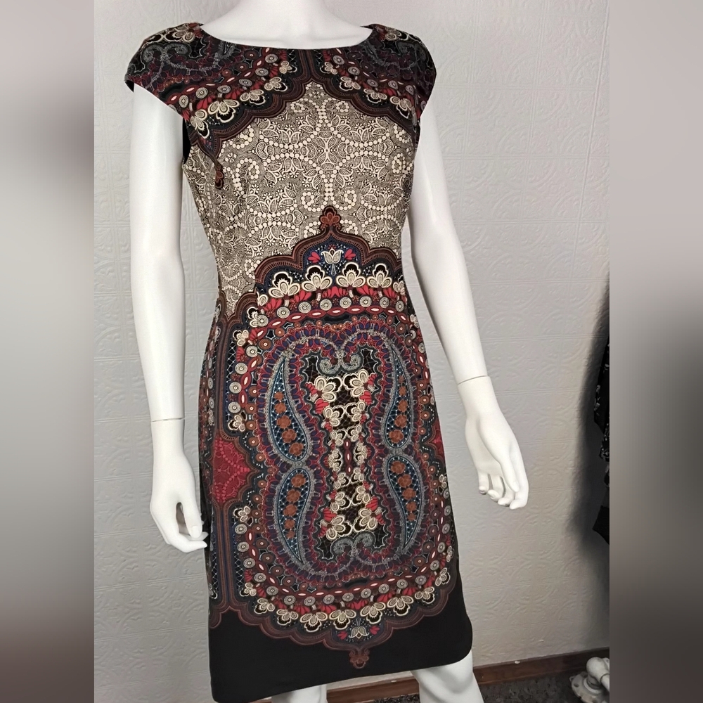 Maggy London Intricate Multicolor Midi Dress